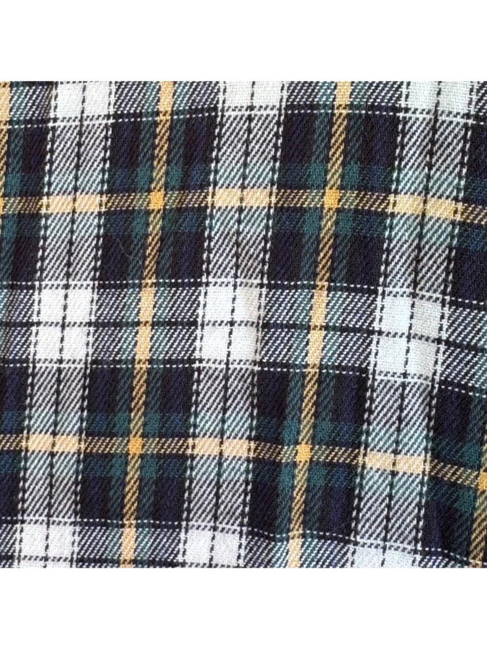 Lands End Mens Plaid Button-Up Shirt Black Yellow L Long Sleeve Cotton Blend - Picture 11 of 16